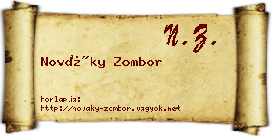 Nováky Zombor névjegykártya